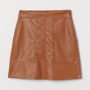 NWT H&M light brown mini faux leather skirt